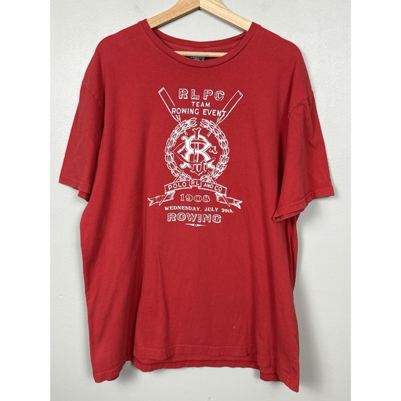 Polo Ralph Lauren Graphic Tee Men's XL RLPC Rowing Event Team 1908 Red Shirt - Picture 1 of 8